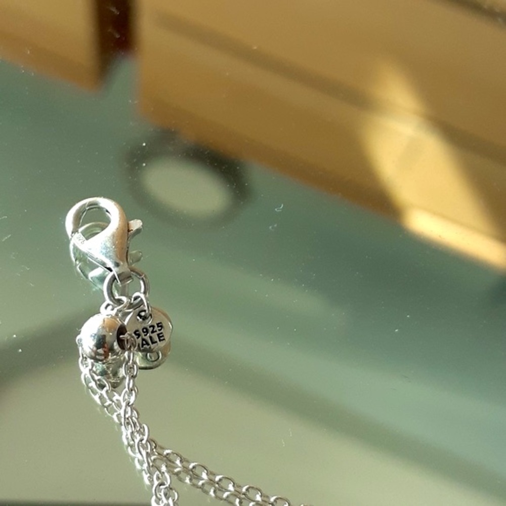 925 Sterling Silver Floral Enamel Lariat Necklace - Picture 7 of 8